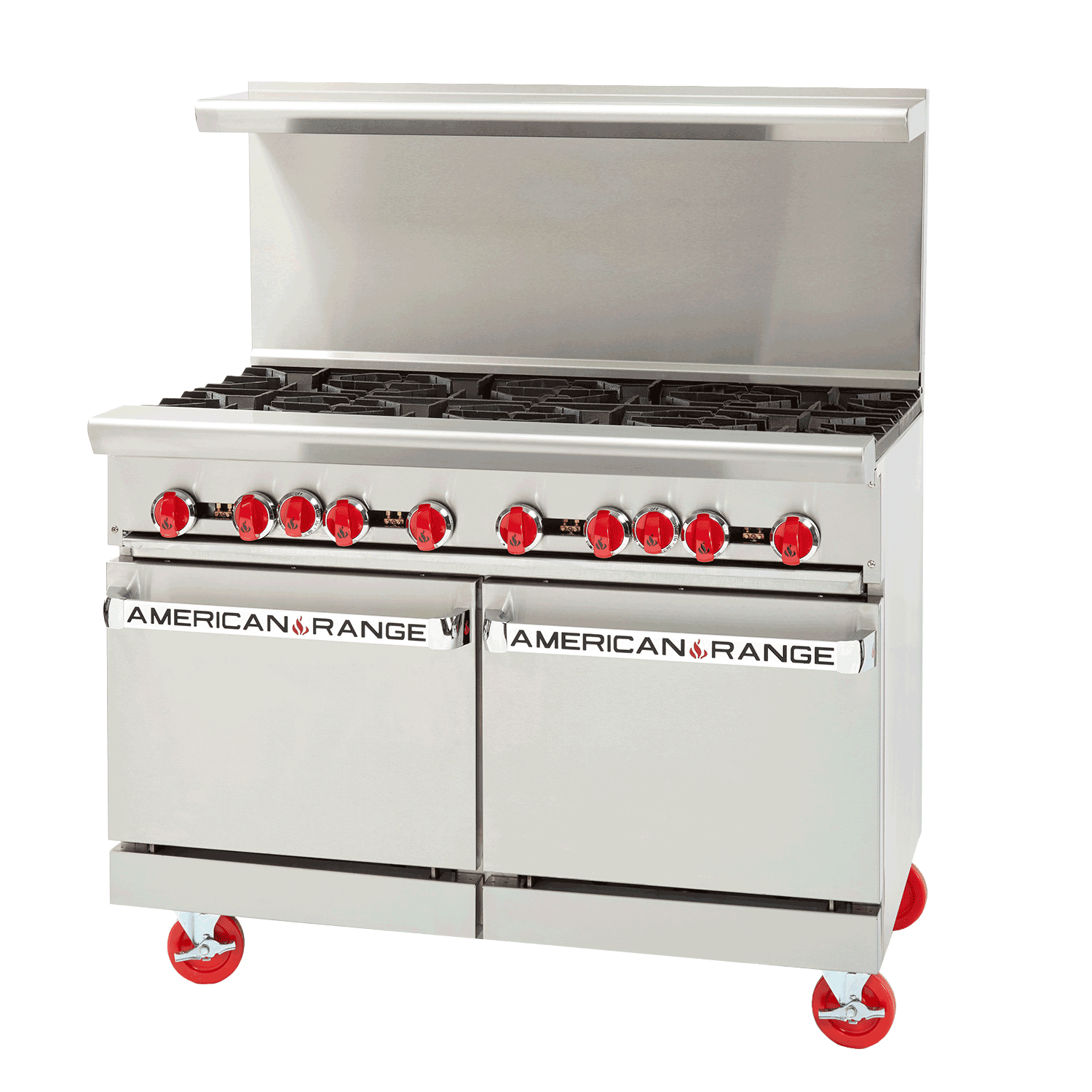 American Range AR-8-CL-SBR 48" Range with (8) Open Burners, Convection Oven, and Open Cabinet Base, LP Gas