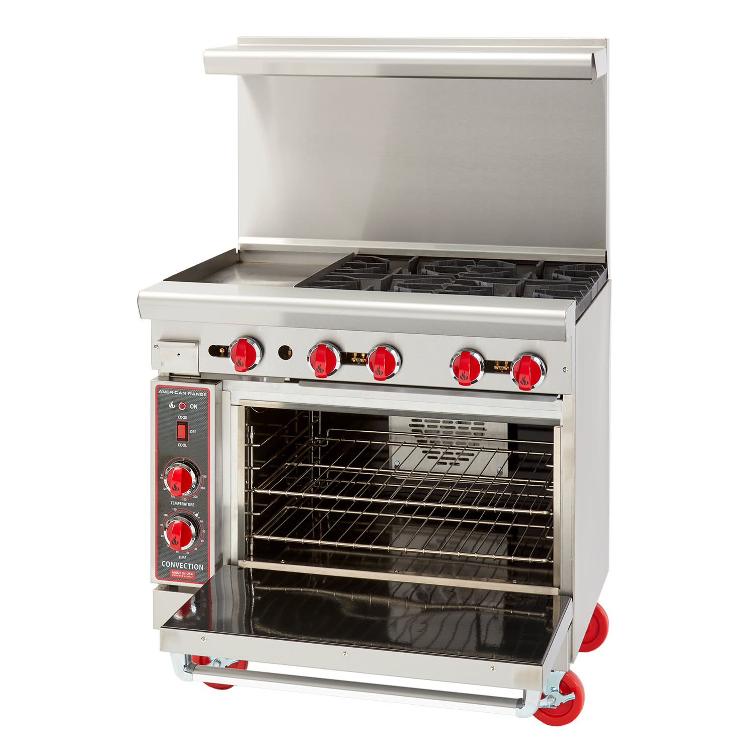 American Range AR-24G-2B-C 36" Griddle Range with (2) Open Burners and Convection Oven, Natural Gas