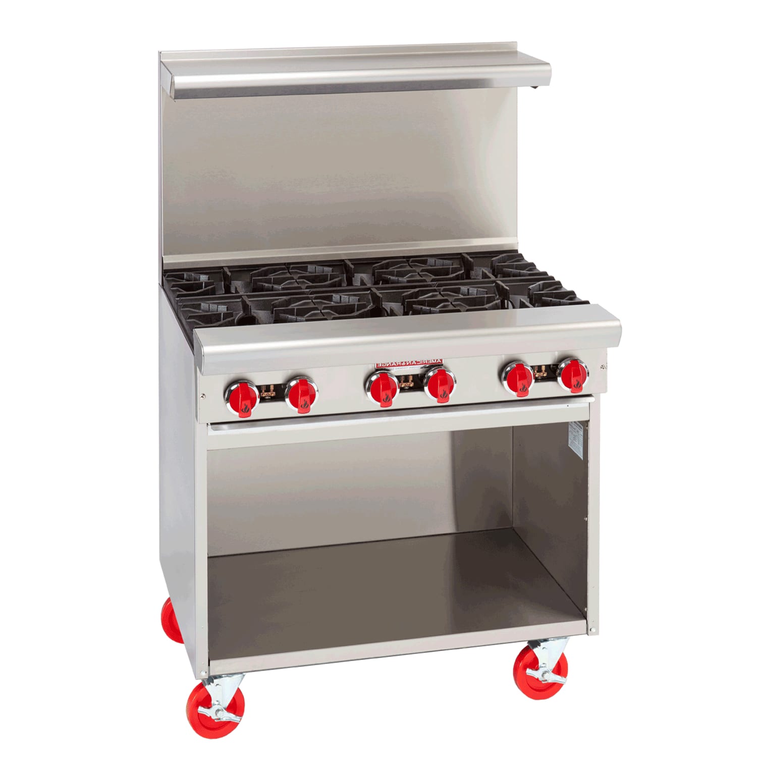 American Range AR-12G-4B-SB 36" Griddle Range with (4) Open Burners and Open Cabinet Base, LP Gas