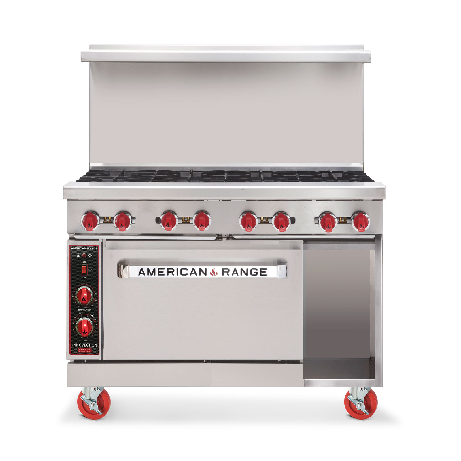 American Range AR-24G-4B-126L-SBR 48" Griddle Range with (4) Open Burners, Standard Oven, and Open Cabinet Base, Natural Gas