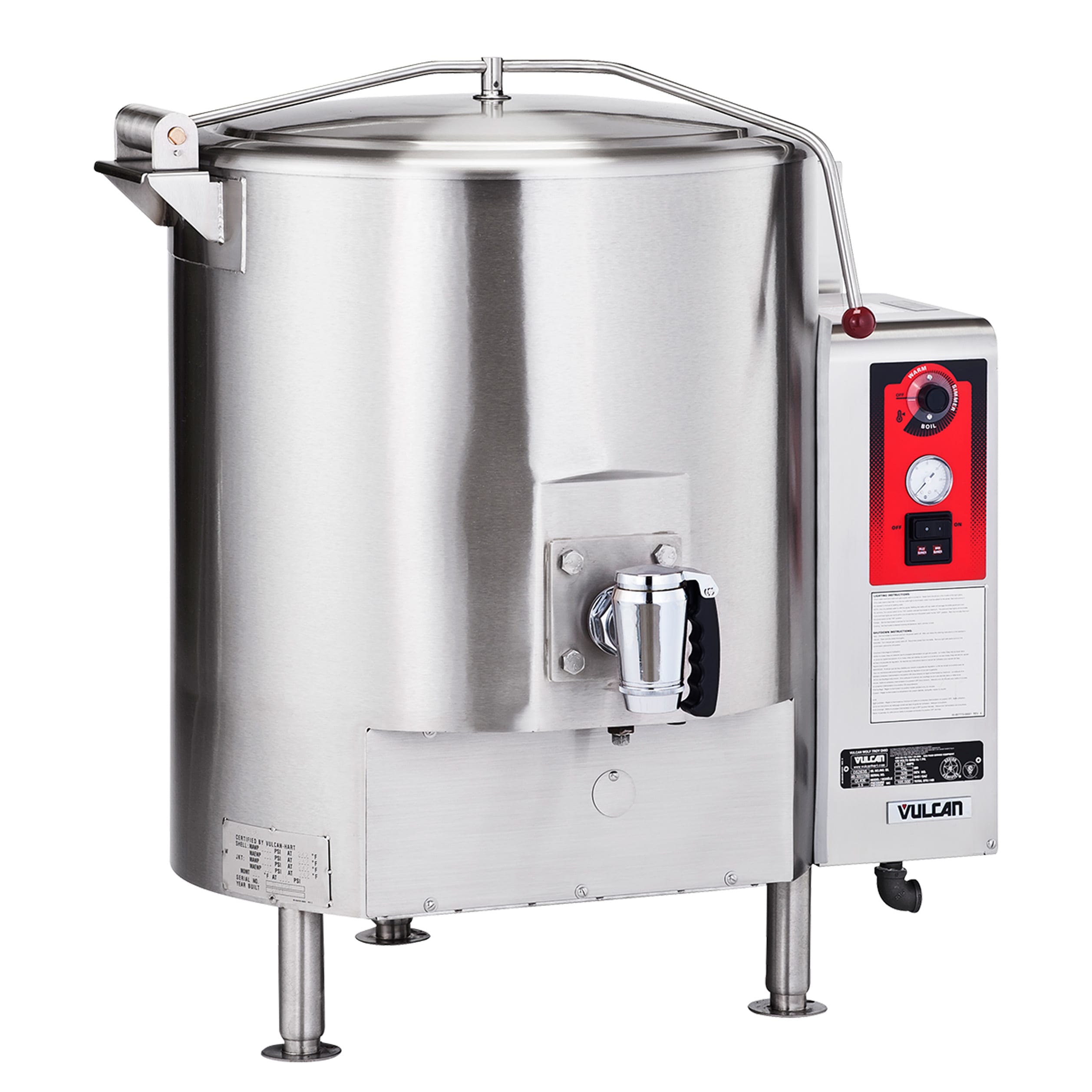 Vulcan ET100 100-Gallon Jacketed Stationary Kettle, 240V, Three Phase