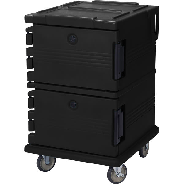 Cambro UPC1200110 Ultra Camcart® 2-Compartment Insulated Food Pan Carrier, 16-Pan Capacity, Black