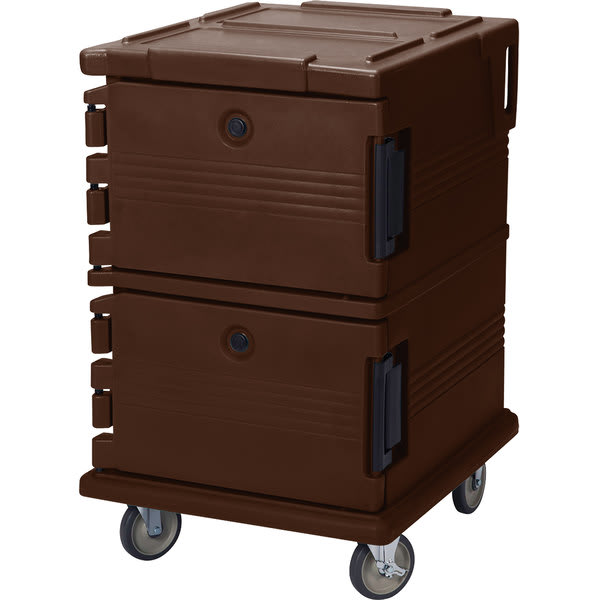 Cambro UPC1200131 Ultra Camcart® 2-Compartment Insulated Food Pan Carrier, 16-Pan Capacity, Dark Brown