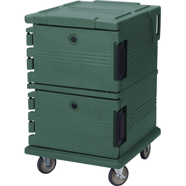Cambro UPC1200192 Ultra Camcart® 2-Compartment Insulated Food Pan Carrier, 16-Pan Capacity, Granite Green