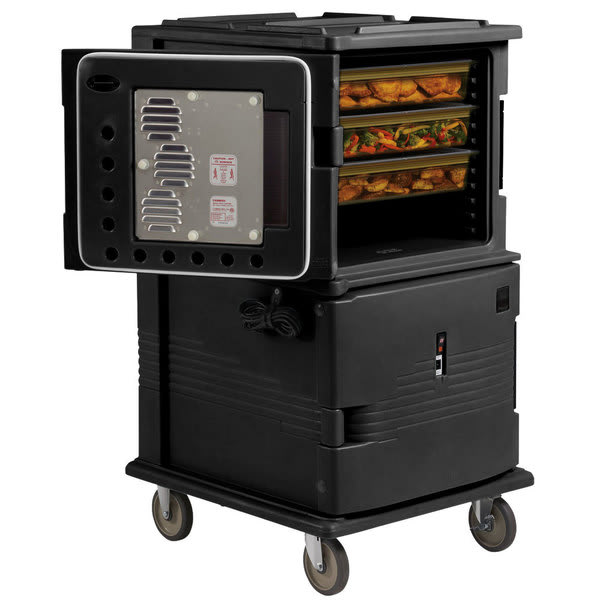 Cambro UPCH1600SP110 Ultra Camcart® 2-Compartment Tamper-Resistant Heated Food Pan Carrier, 24-Pan Capacity, 110V, Black
