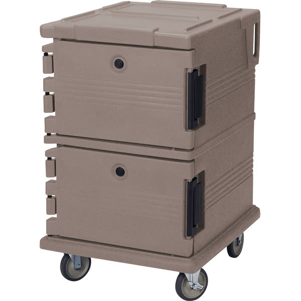 Cambro UPC1200194 Ultra Camcart® 2-Compartment Insulated Food Pan Carrier, 16-Pan Capacity, Granite Sand