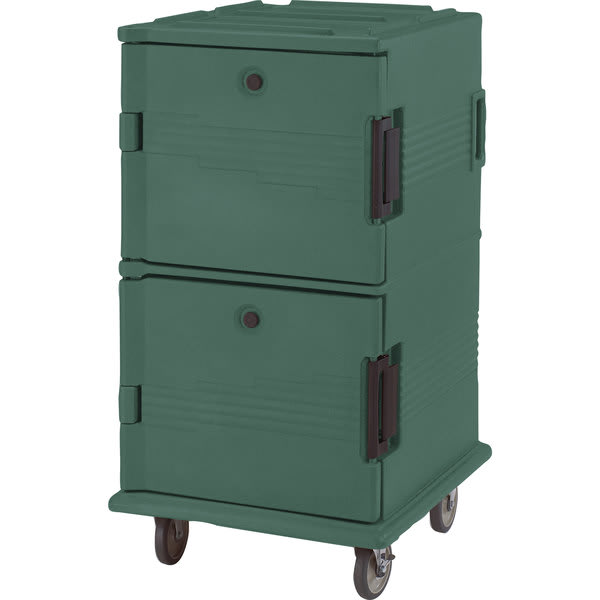 Cambro UPC1600192 Ultra Camcart® 2-Compartment Insulated Food Pan Carrier, 24-Pan Capacity, Granite Green