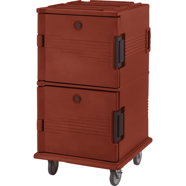 Cambro UPC1600HD402 Ultra Camcart® 2-Compartment Heavy Duty Insulated Food Pan Carrier, 24-Pan Capacity, Brick Red
