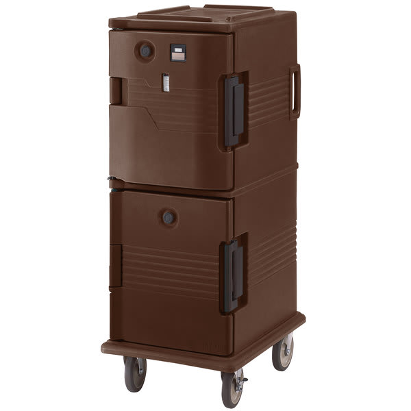 Cambro UPCHT800131Ultra Camcart® 2-Compartment Heated Food Pan Carrier, 12-Pan Capacity, 110V, Dark Brown