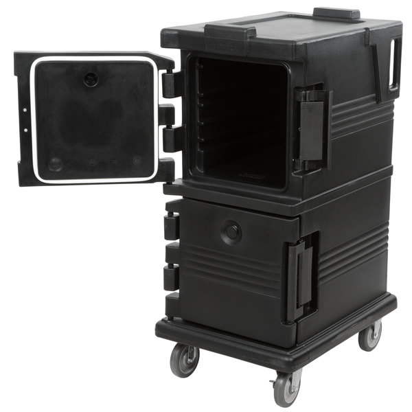 Cambro UPC600110 Ultra Camcart® 2-Compartment Insulated Food Pan Carrier, 8-Pan Capacity, Black