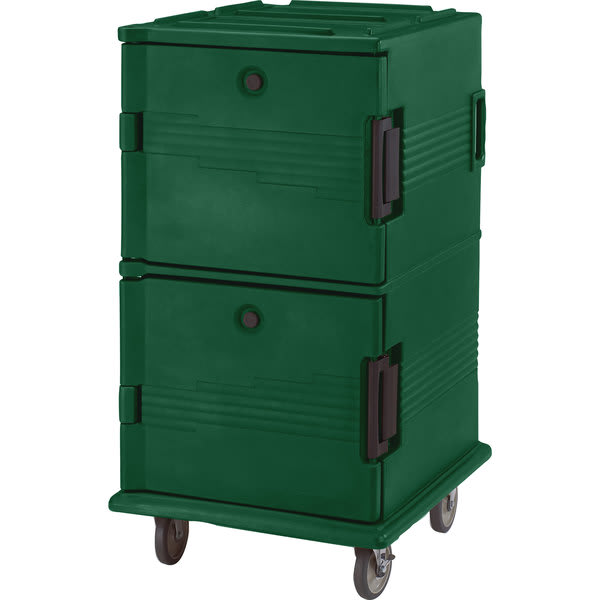 Cambro UPC1600SP519 Ultra Camcart® 2-Compartment Tamper-Resistant Insulated Food Pan Carrier, 24-Pan Capacity, Kentucky Green