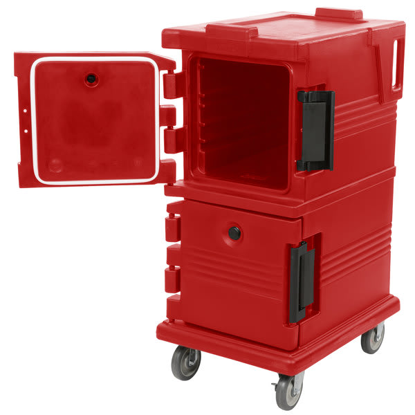 Cambro UPC600158 Ultra Camcart® 2-Compartment Insulated Food Pan Carrier, 8-Pan Capacity, Hot Red