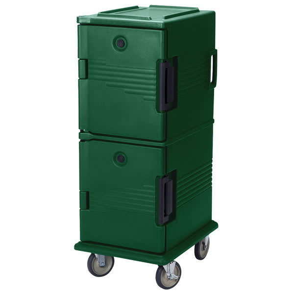 Cambro UPC800SP519 Ultra Camcart® 2-Compartment Tamper-Resistant Insulated Food Pan Carrier, 12-Pan Capacity, Kentucky Green