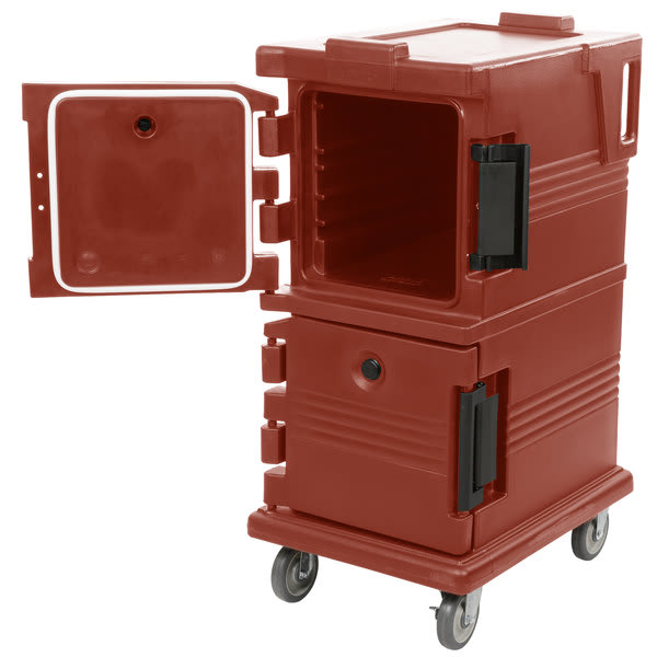 Cambro UPC600402 Ultra Camcart® 2-Compartment Insulated Food Pan Carrier, 8-Pan Capacity, Brick Red