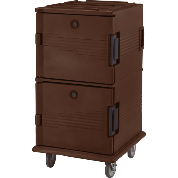 Cambro UPC1600131 Ultra Camcart® 2-Compartment Insulated Food Pan Carrier, 24-Pan Capacity, Dark Brown