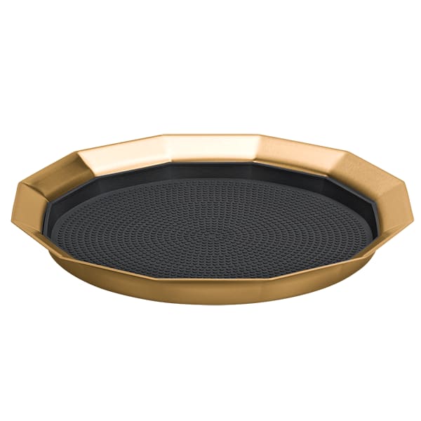 Service Ideas TRPN119RIBSVG Paneled Tray with Removable Insert, 12 Paneled, 9" Inner Diameter, Stainless Steel, Vintage Gold