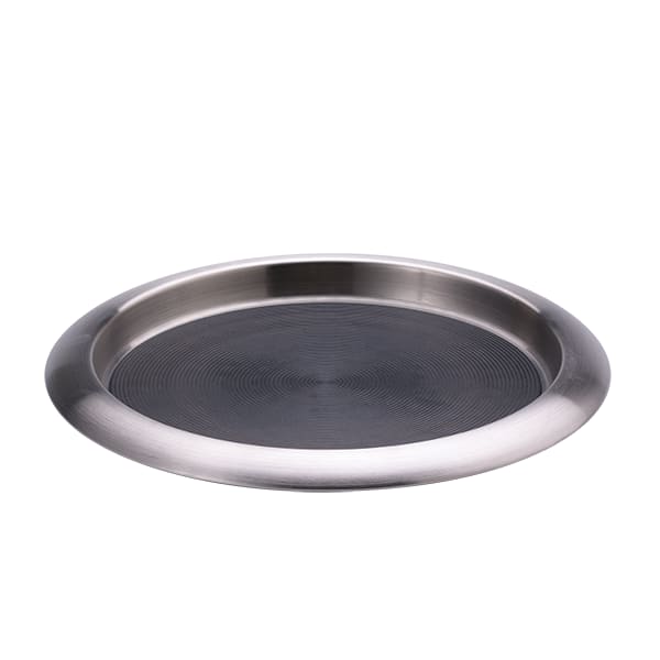 Service Ideas TR119SR Tray with Top and Bottom Built in Non-Slip Rubber Inserts, 9" Round, Stainless Steel, Brushed