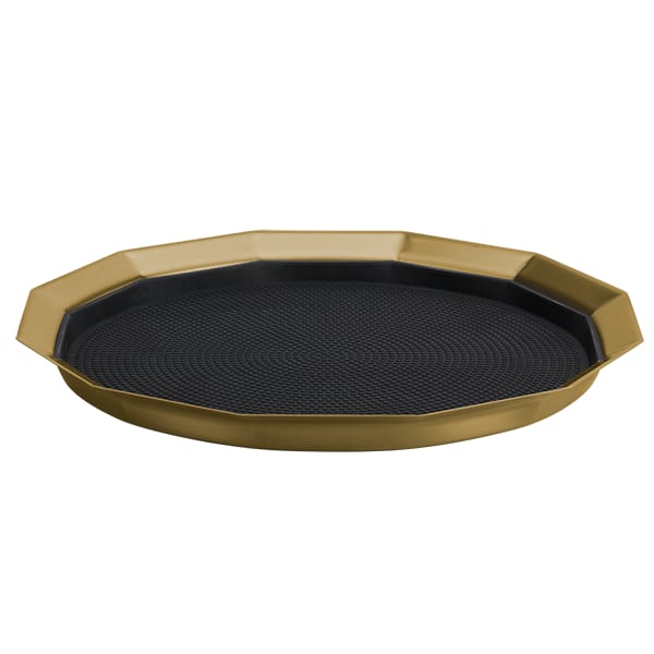Service Ideas TRPN1412RIBSVG Paneled Tray with Removable Insert, 12 Paneled, 12" Inner Diameter, Stainless Steel, Vintage Gold