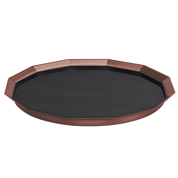 Service Ideas TRPN1614RIBSRG Paneled Tray with Removable Insert, 12 Paneled, 14" Inner Diameter, Stainless Steel, Rose Gold