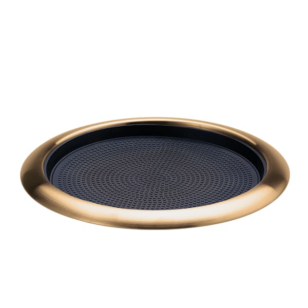 Service Ideas TR1412RIVG Tray with Removable Insert, 12" Round, Stainless Steel, Vintage Gold
