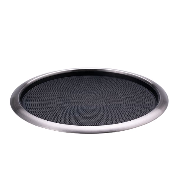 Service Ideas TR1614RI Tray with Removable Insert, 14" Round, Stainless Steel, Brushed