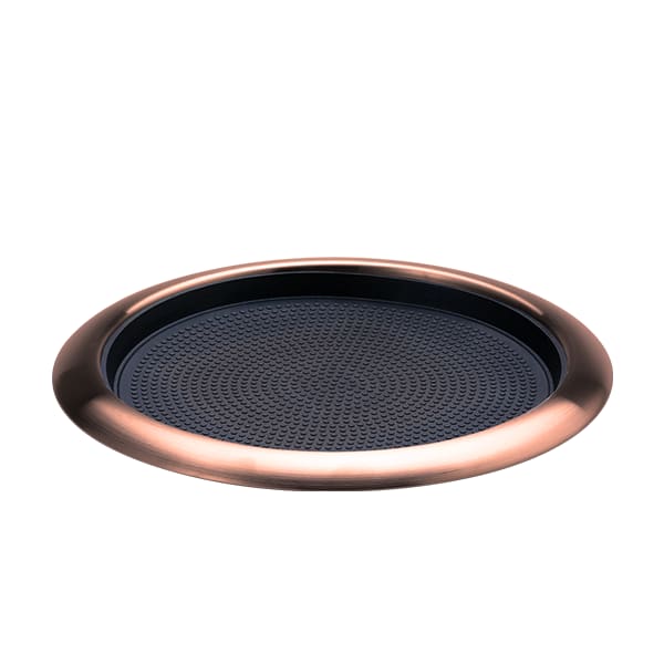 Service Ideas TR1412RIRG Tray with Removable Insert, 12" Round, Stainless Steel, Rose Gold