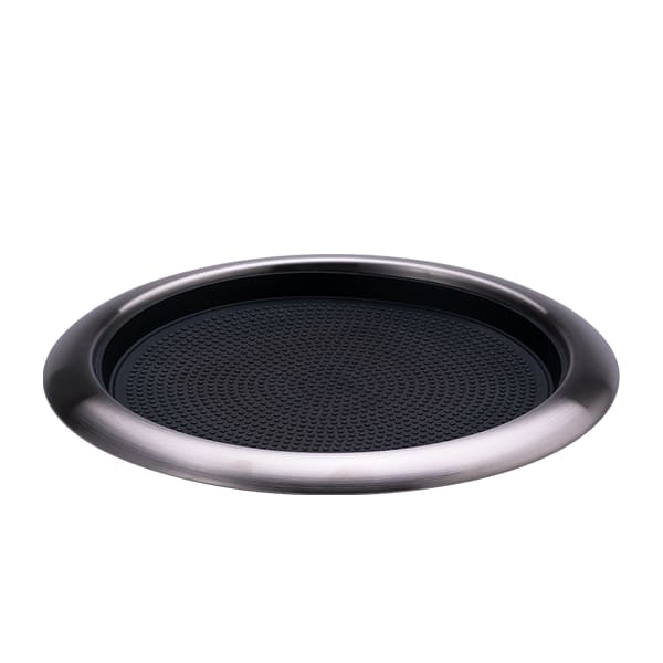 Service Ideas TR1412RIDT Tray with Removable Insert, 12" Round, Stainless Steel, Dark Tungsten