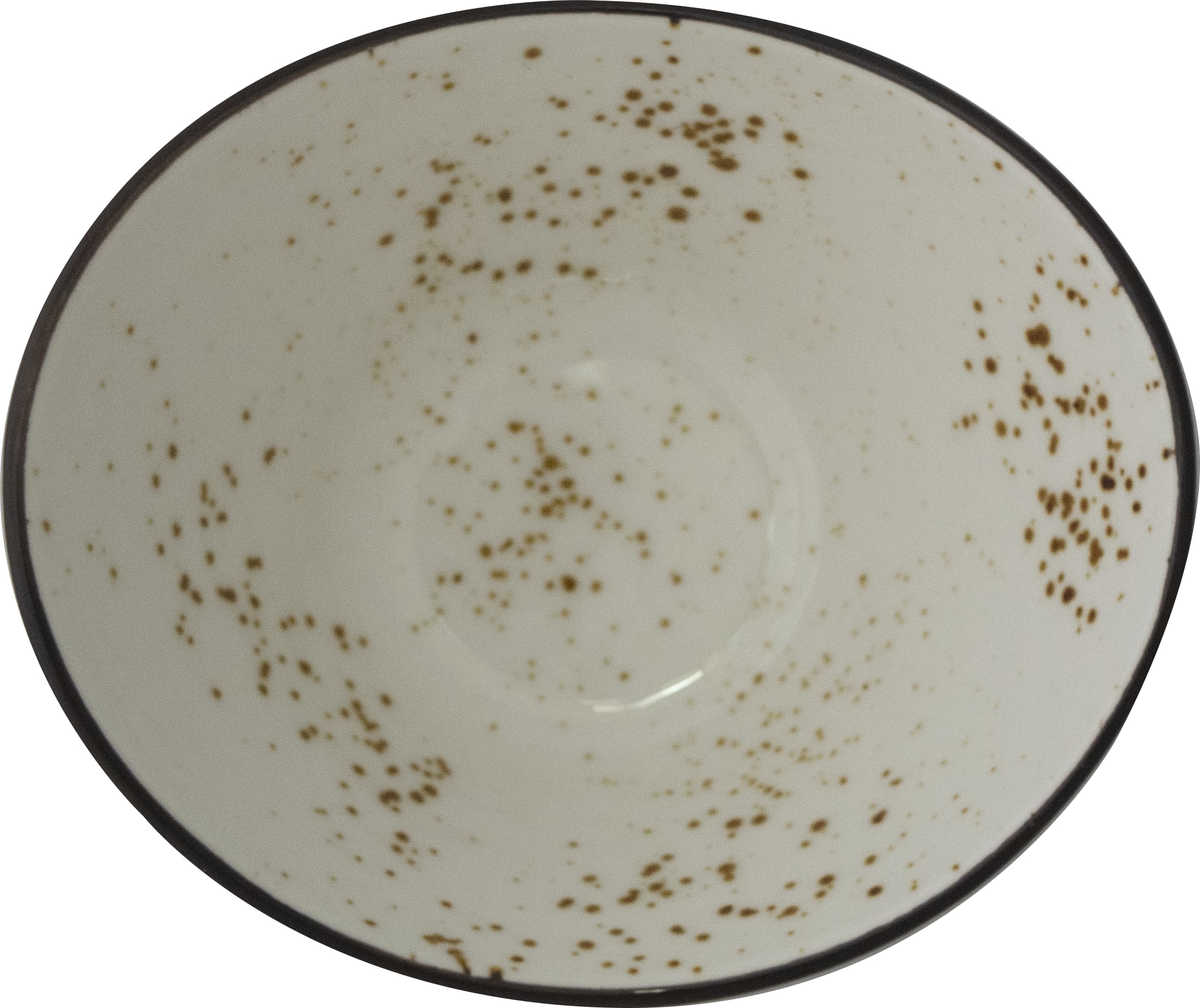 International Tableware SH-910-CR Splash Stoneware Cr√®me w/Dark Brown Oval Bowl (7oz)