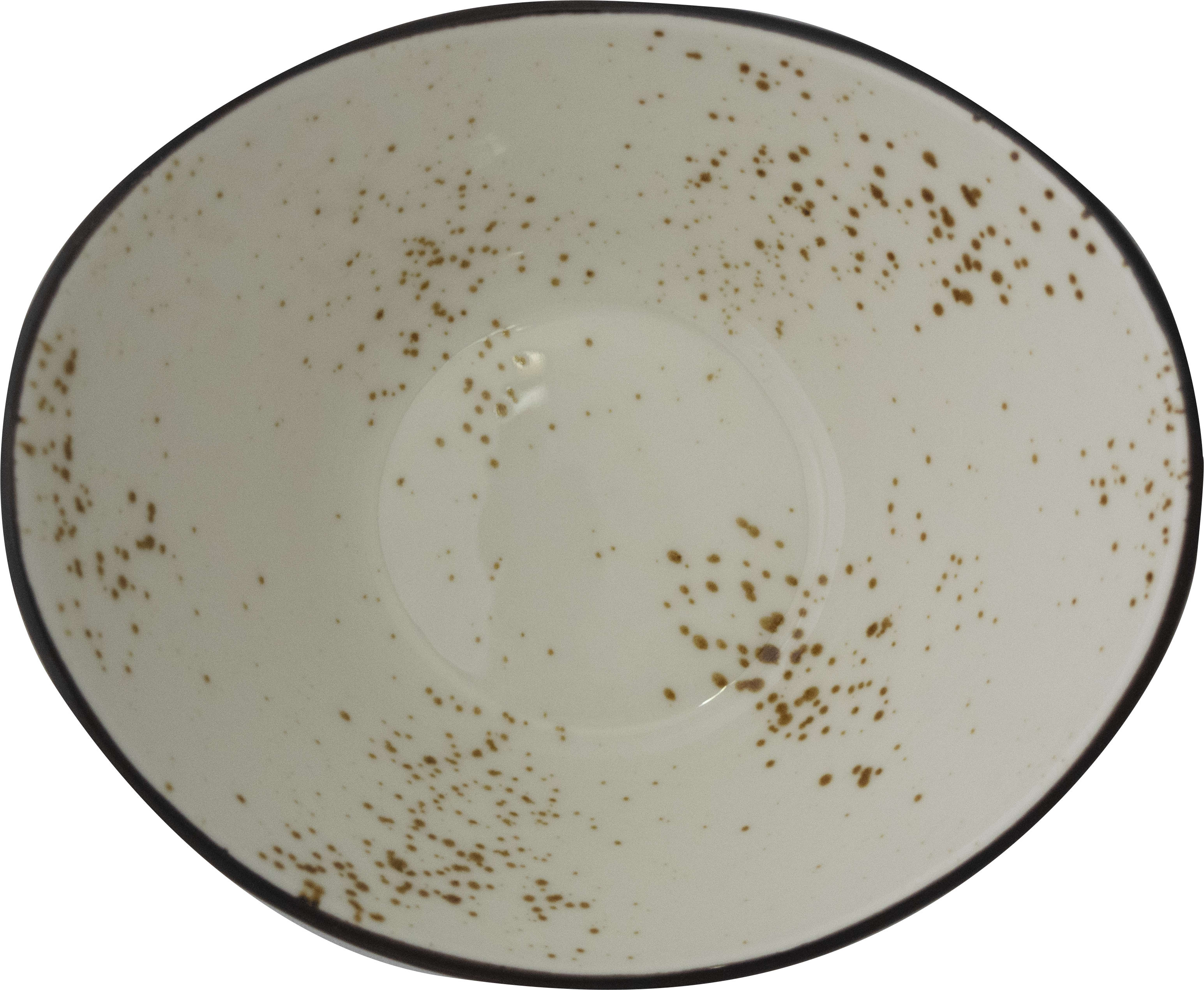 International Tableware SH-922-CR Splash Stoneware Cr√®me w/Dark Brown Oval Bowl (12oz)