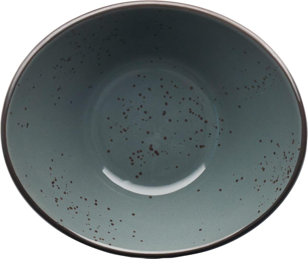 International Tableware SH-922-LN Splash Stoneware Lunar Blue w/Dark Brown Oval Bowl (12oz)