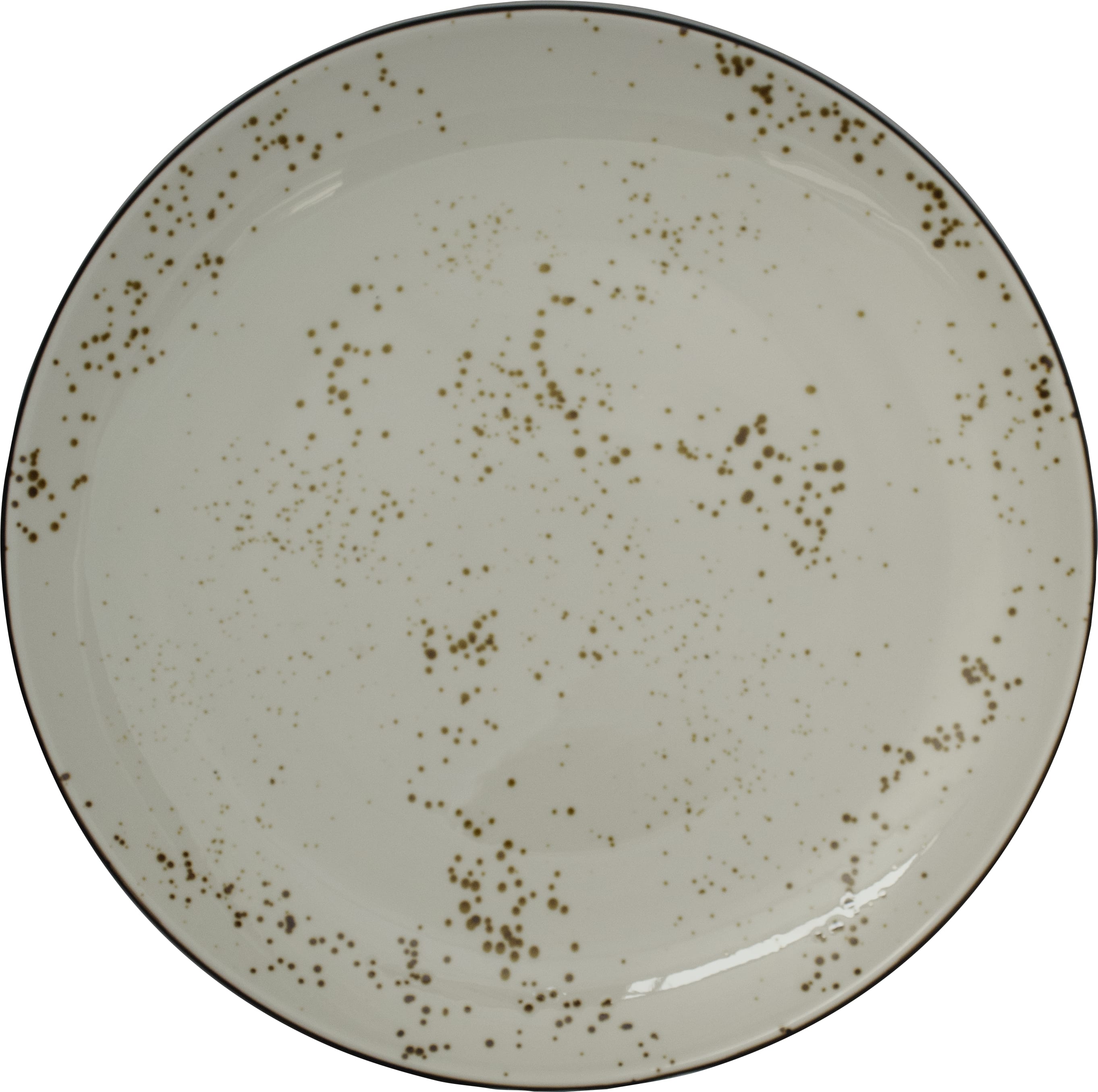 International Tableware SH-21-CR Splash Stoneware Cr√®me w/Dark Brown Plate 12"