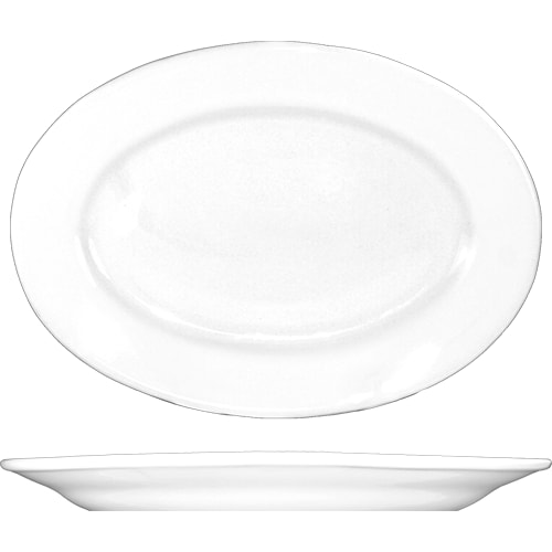 International Tableware DO-84 Dover Porcelain EW Wide Rim Platter 12-1/2" x 9"