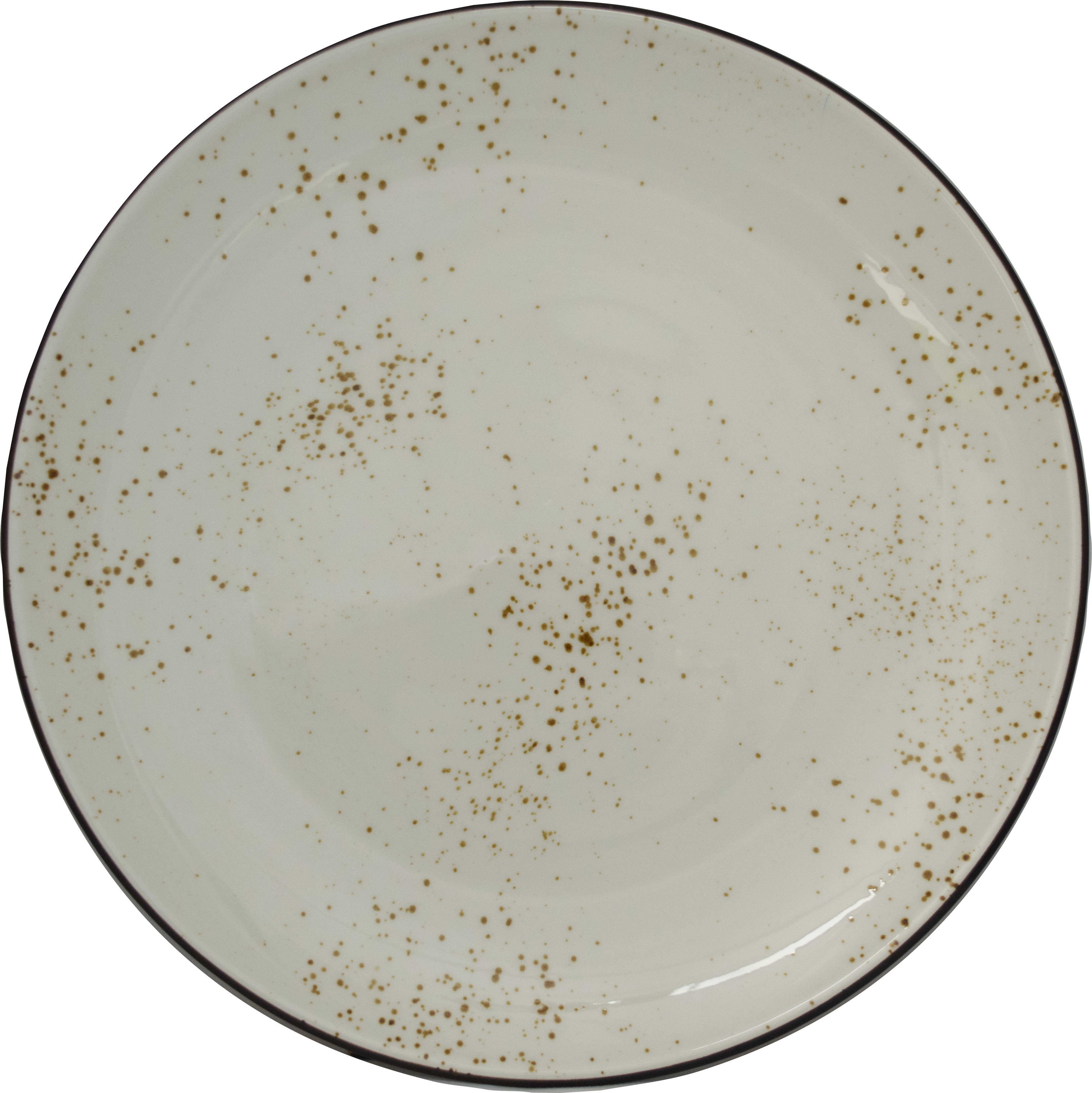 International Tableware SH-16-CR Splash Stoneware Cr√®me w/Dark Brown Plate 10-1/2"