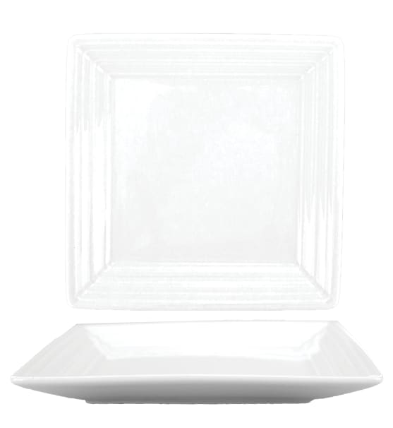 International Tableware MZ-99 Marzano Porcelain BW Square Rim Plate 9-3/4"