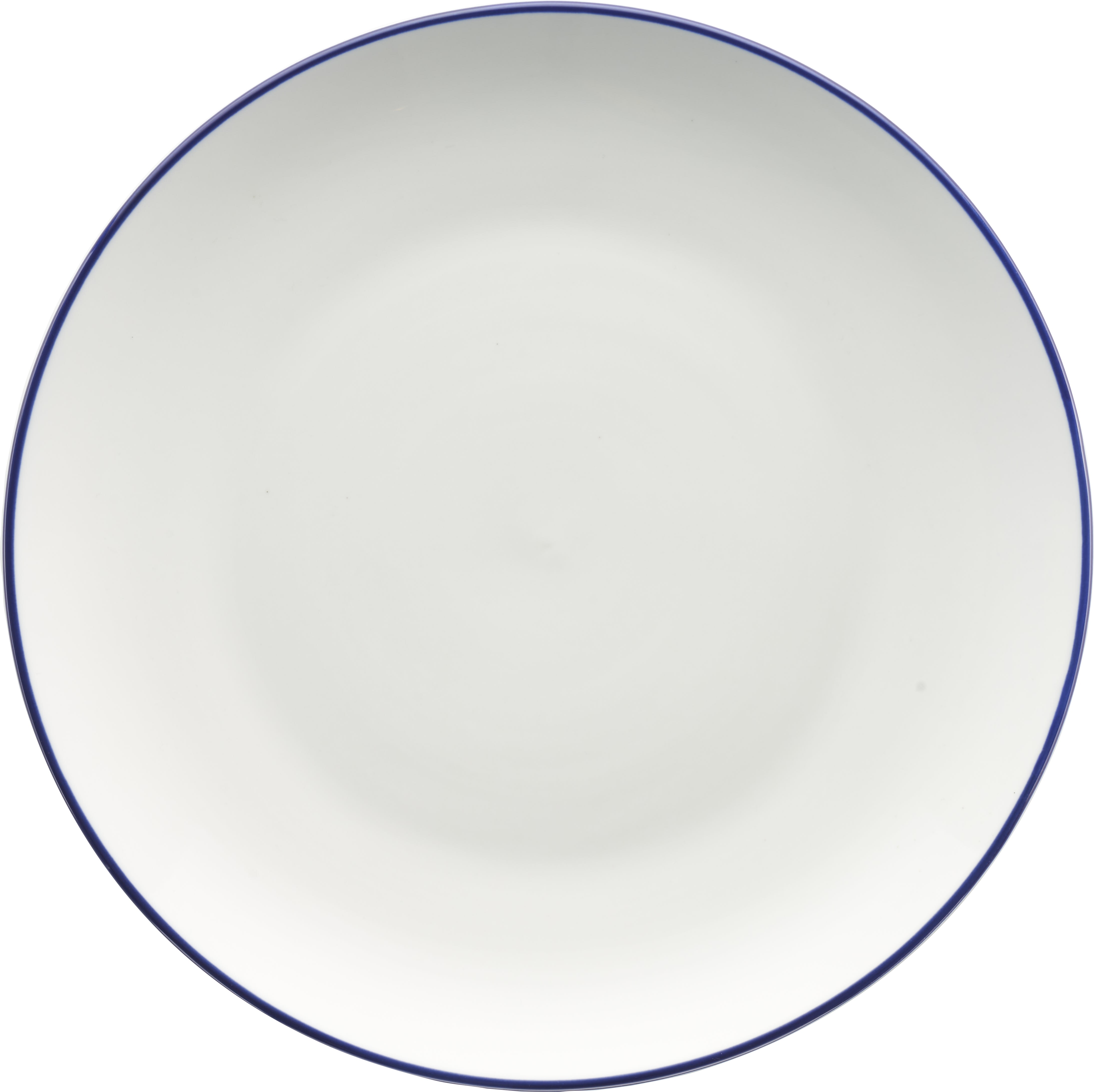 International Tableware TB-21-CB Torino Bistro Porcelain EW w/Blue Coupe Plate 12"