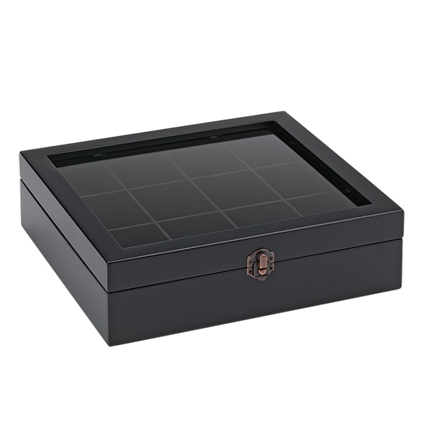 Service Ideas TB012 Teabox, Beech Wood, 12 Compartment, Black