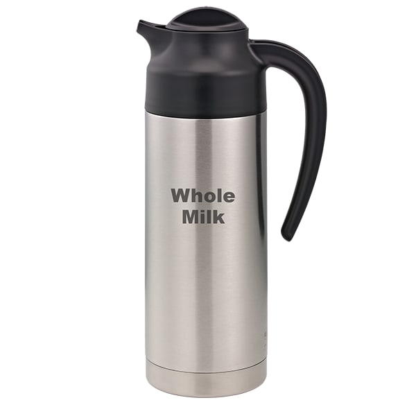Service Ideas S2SN100WHOLEET SteelVac Creamer, Steel Base - Whole Milk, Stainless Vacuum Insulated Carafe, 1 Liter, Brushed Stainless