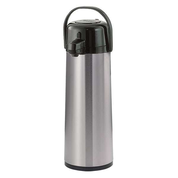 Service Ideas ECA30S Eco-Air Smooth Plastic Vacuum Insulated Airpot, Glass Vacuum, Push Button Lid, 3 Liter, Brushed Stainless and Black