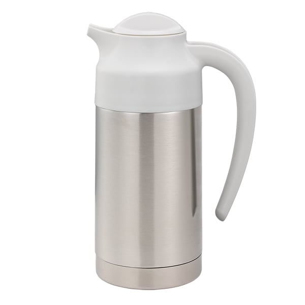 Service Ideas S2SN70WHT SteelVac Creamer, Steel Base, Stainless Vacuum Insulated Carafe, 0.7 Liter, Brushed Stainless and White