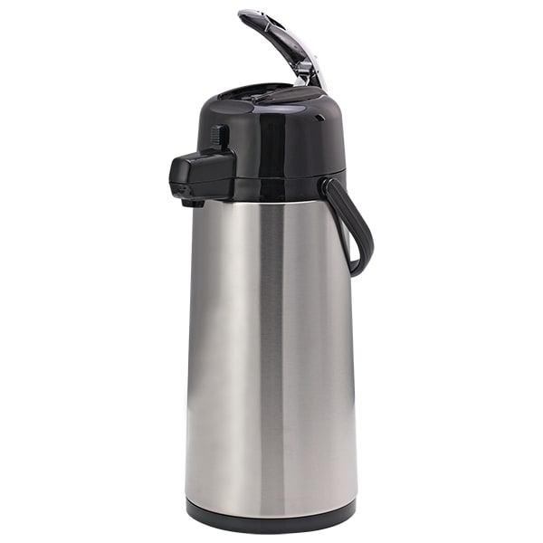 Service Ideas ECAL22S Eco-Air Smooth Body Vacuum Insulated Airpot, Glass Vacuum, Lever Lid, 2.2 Liter, Brushed Stainless and Black
