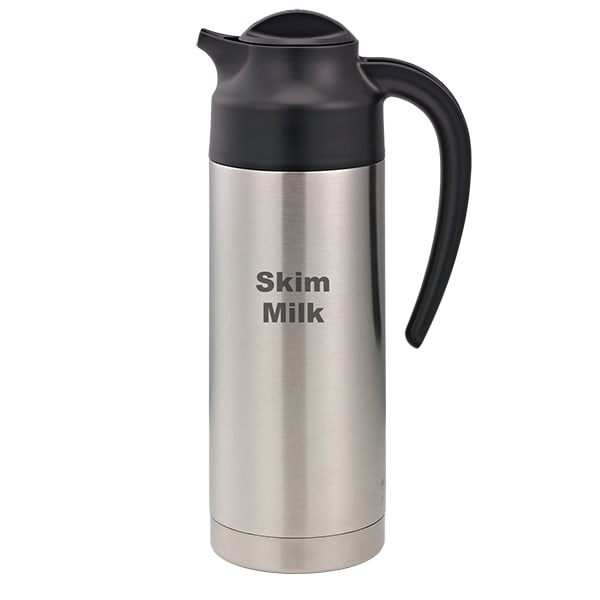 Service Ideas S2SN100SMET SteelVac Creamer, Steel Base - Skim Milk, Stainless Vacuum Insulated Carafe, 1 Liter, Brushed Stainless