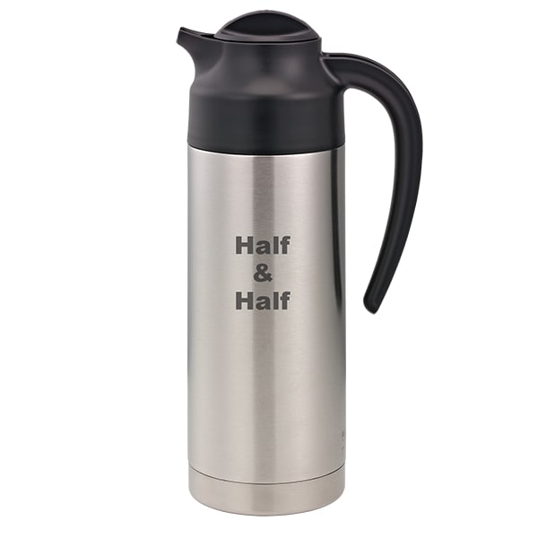Service Ideas S2SN100HHET SteelVac Creamer, Steel Base - Half & Half, Stainless Vacuum Insulated Carafe, 1 Liter, Brushed Stainless