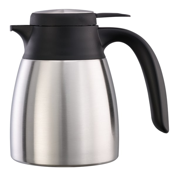 Service Ideas FCC06SS Flow Control Server, Vacuum Insulated, 0.6 Liter (20 Ounces), Stainless Steel/Black