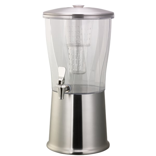 Service Ideas CBDRT3BSSS Beverage Dispenser, Round, 3 Gallon, Stainless Steel w/Infuser Tube and Stainless Steel Spigot, Brushed