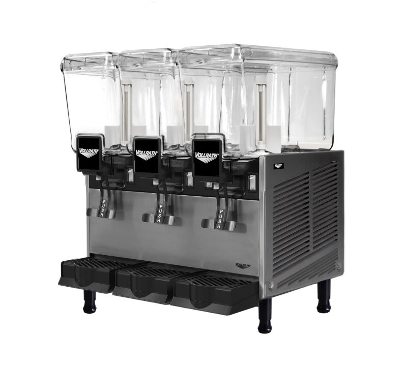 Vollrath VBBD3-37-S Refrigerated Beverage Dispenser with (3) 3.2-Gallon Bowls and Stirring Paddle Circulation