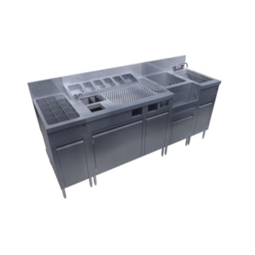EuroBar EBPCUCDS75 75" Pre-Configured Stainless Steel Cocktail Station