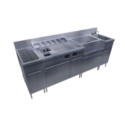 EuroBar EBPCUCDS84 84" Pre-Configured Stainless Steel Cocktail Station