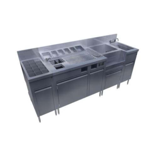 EuroBar EBPCUCDS78 78" Pre-Configured Stainless Steel Cocktail Station