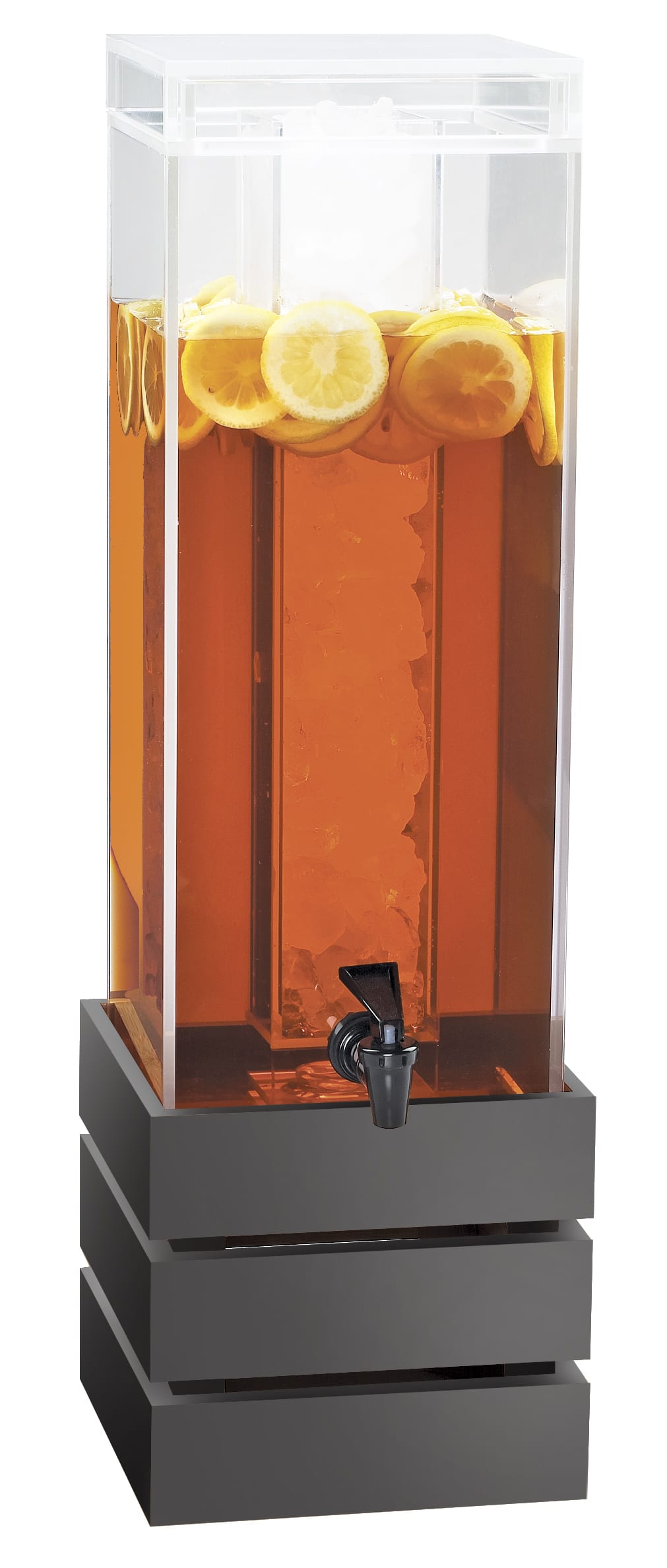 Cal-Mil 3301-3-96 Midnight Bamboo 3 Gallon Crate Beverage Dispenser With Ice Chamber