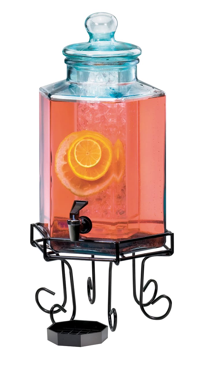 Cal-Mil 1111 Iron 2 Gallon Glass Beverage Dispenser with Ice Chamber